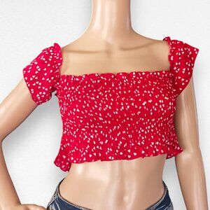 Red Hearts Crop Top